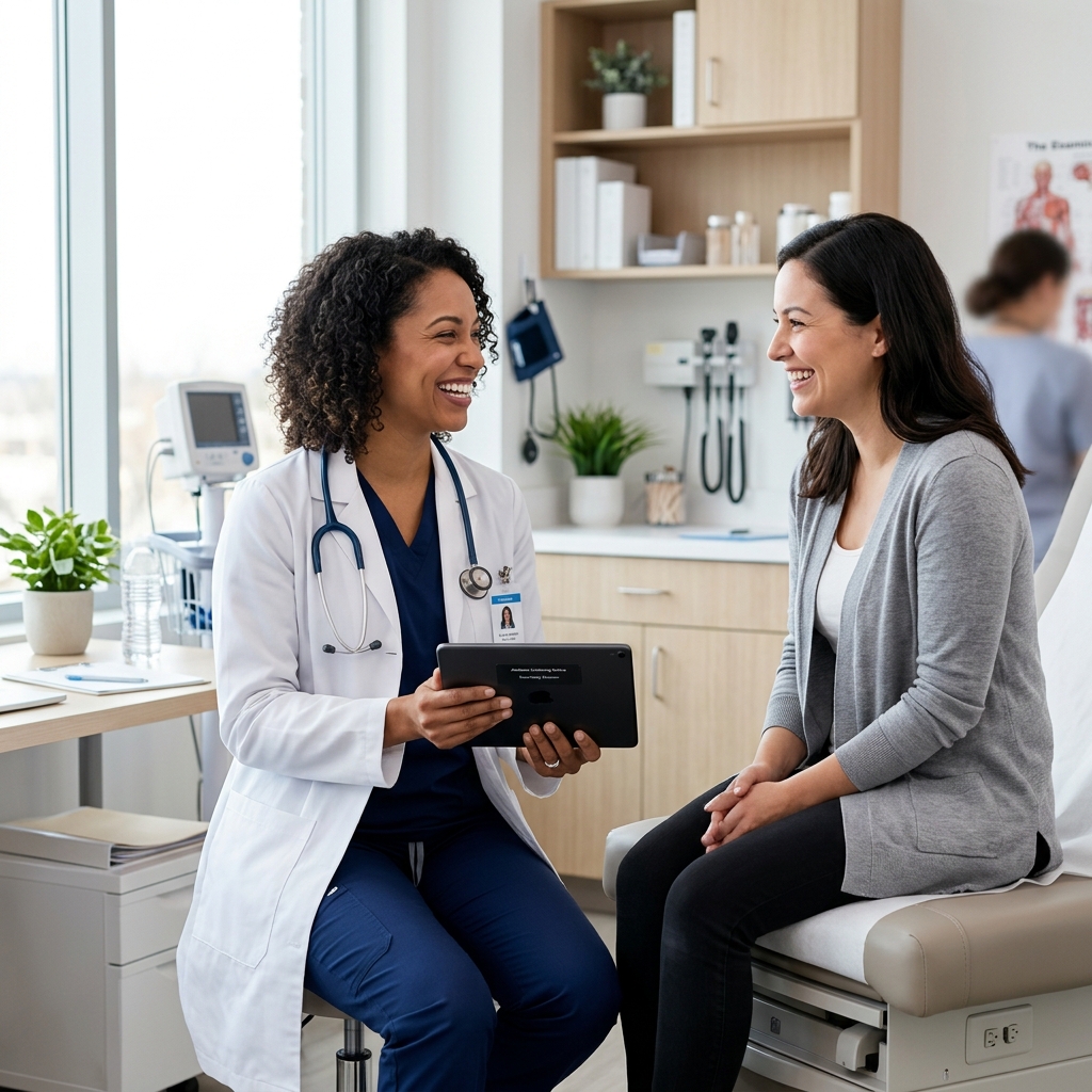 Doctor interacting with patient natively